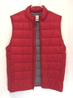 Sonoma Life+Style Lightweight Packable Red and Gray Puffer Vest Pockets Men's M